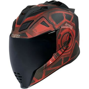 Icon Airflite Blockchain Red Motorcycle Motorbike Helmet - Free Smoked Visor