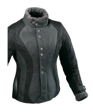 Ixon Ladies Vega Curl Waterproof Textile Motorcycle Motorbike Jacket Black Grey
