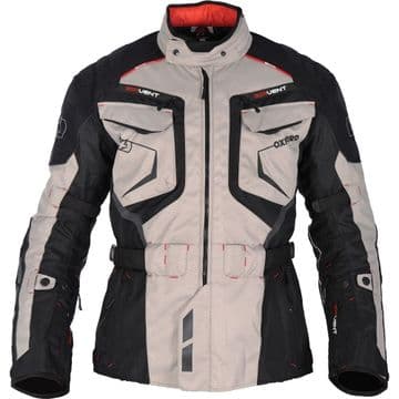 Oxford Ankara Long Waterproof Textile Motorcycle Jacket Grey Black Small