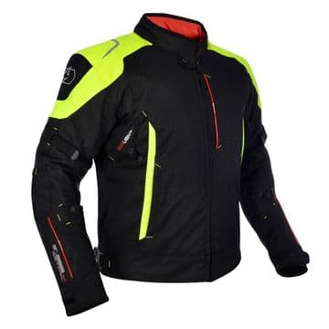 Oxford Toledo 1.0 Waterproof Textile Motorcycle Motorbike Jacket Black Fluo