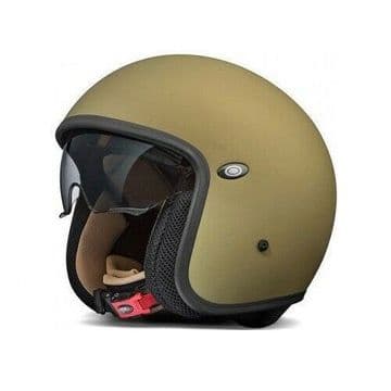 Premier Vintage Carbon Composite Motorcycle Bike Open Face Helmet Matt Green