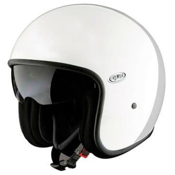 Premier Vintage U8 Carbon Composite Motorcycle Bike Open Face Helmet Gloss White