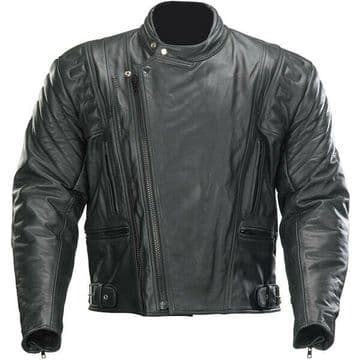 Spada Road Leather Urban Custom Retro Cruiser Motorbike Motorcycle Jacket Black