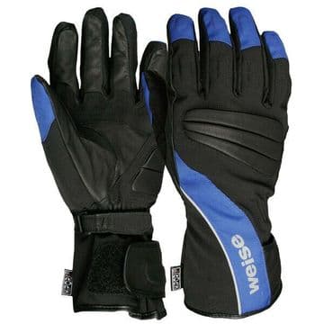 Weise Fusion Waterproof Leather Textile Mix Motorcycle Motorbike Glove - Blue
