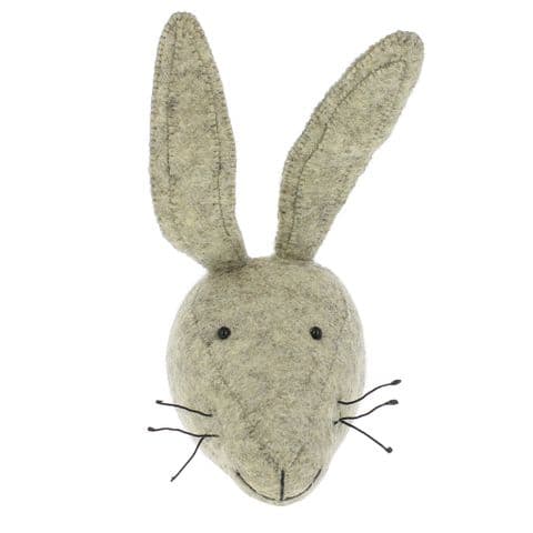 Grey hare felt wall mounted head