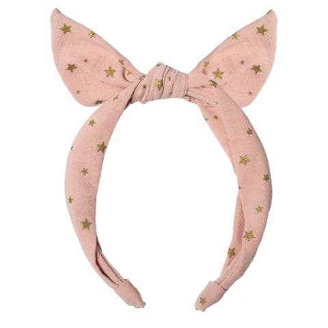 Scattered Stars Tie Headband - Pink
