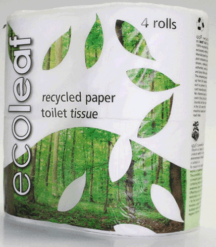 EcoLeaf Recycled Paper Toilet Tissue 4 Rolls