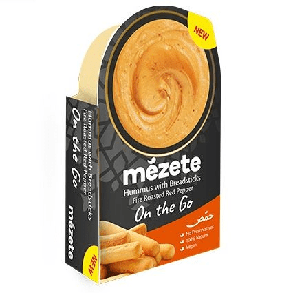 Mezete On the Go - Hummus with Breadsticks Fire Roasted Pepper 92g