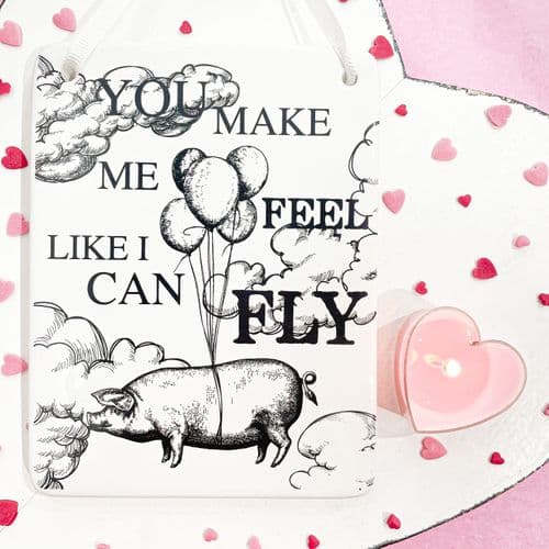 'You Make Me Feel Like I Can Fly' Ceramic Plaque