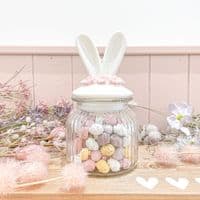 Glass Bunny Jar With Flowers