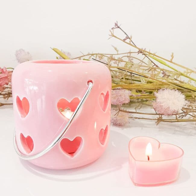 Heart Candle Lantern - Pink