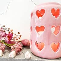 Large Lots Of Love Hearts Wax Melt Burner - Pink