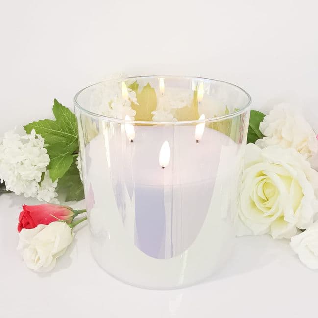 LED Glass Lustre 3 Wick Candle