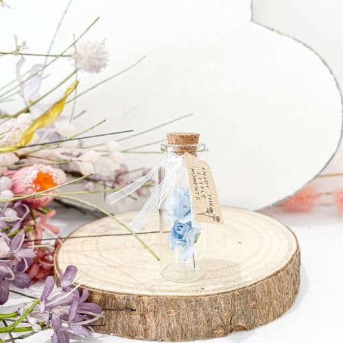 Miniature Glass Bottle With Flowers - Enjoy The Little Moments