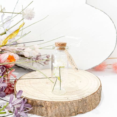 Miniature Glass Bottle With Flowers - Thinking Of You