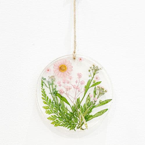 Pink Daisy and Gypsophila Wall Hanging