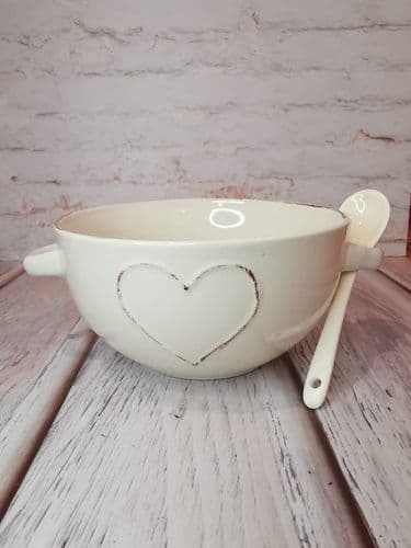 Soup Bowl With Spoon-Cream