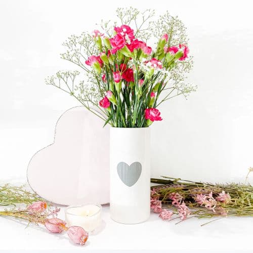 White & Grey Ceramic Heart Vase