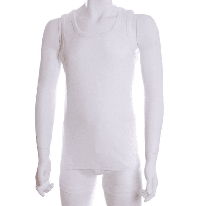 CLASSIC TRADITIONAL WHITE VEST, 100% COTTON, LOOSE FIT, TANK TOP