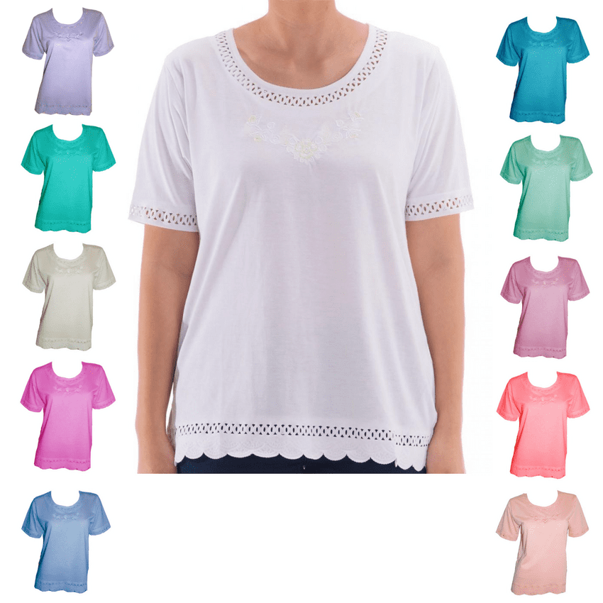 COTTON RICH T-SHIRT TOP, EMBROIDERED