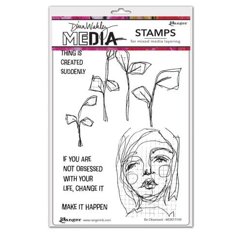 *Dina Wakley Media  - Rubber Stamp - Be Obsessed 