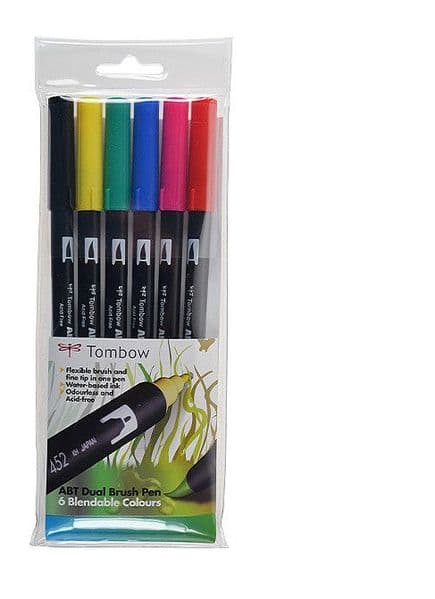 *Tombow - ABT Dual Brush Pen - 6 Set - Primary
