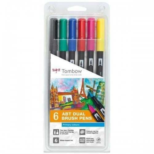 *Tombow - ABT Dual Brush Pen - 6 Set  Primary Colours
