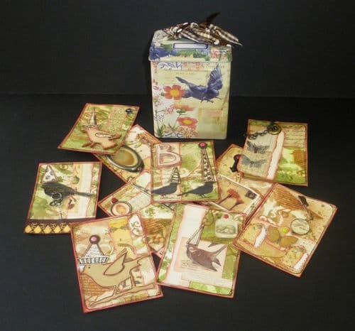 7gypsies bird and nature tags in collection tin