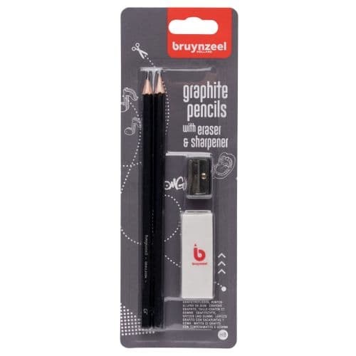 Bruynzeel - HB Graphite Pencil, Sharpener & Eraser Set