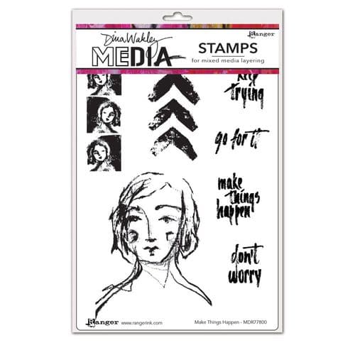 Dina Wakley Media  - Rubber Stamp - Make Things Happen