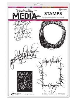 Dina Wakley Media - Rubber Stamp - Scribbled Text Elements