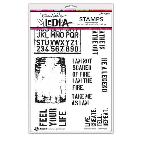 Dina Wakley Media  - Rubber Stamp - Stencil Alpha