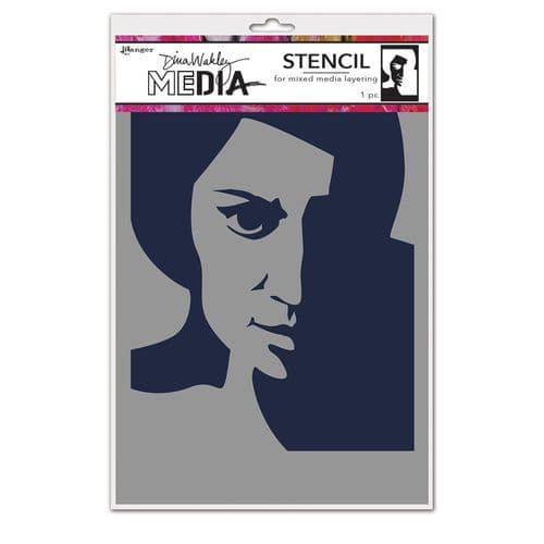 Dina Wakley Media - Stencil - Pensive Face