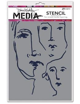 Dina Wakley Media - Stencil - Scribbled Faces
