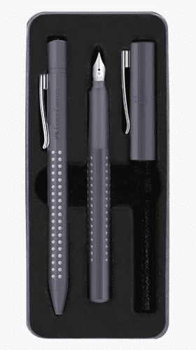 Faber Castell - Grip 2010 Fountain Pen & Ball point Gift Set - Dapple Grey