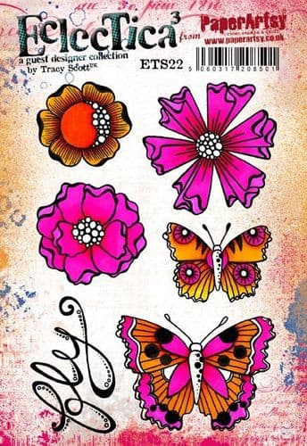PaperArtsy - Rubber Stamps - E³ Tracy Scott 22 (A5 set, trimmed, on EZ)