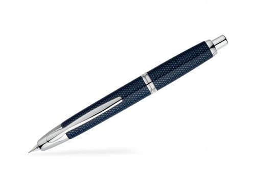 Pilot - Capless Fountain Pen - Rhodium Trim - Graphite Blue (medium nib)