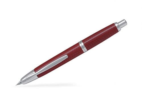 Pilot - Capless Fountain Pen - Rhodium Trim - Graphite Red (medium nib)