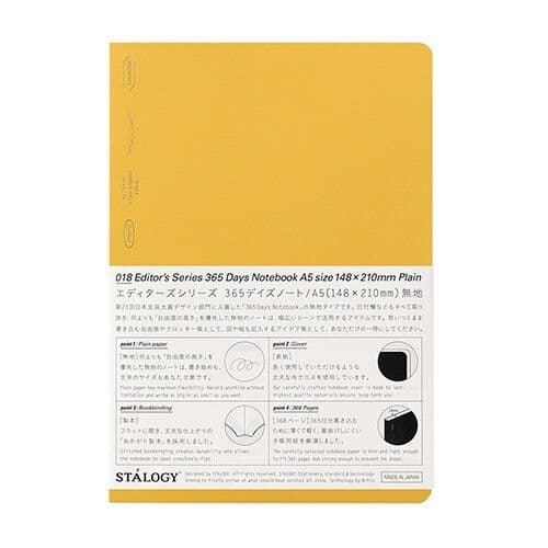 Stalogy - 365 Days Notebook - Yellow A5