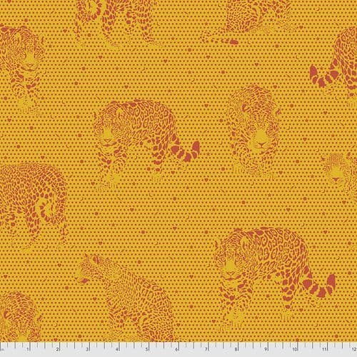 Tula Pink Fabric - DayDreamer Collection - 50cm - Lil Jaguars - Papaya