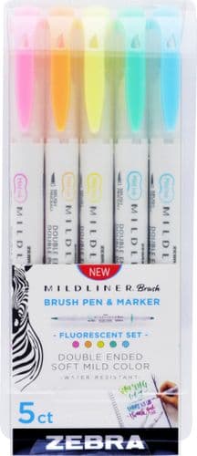 Zebra Pens - Mildliners - Brush pen Set -  Mild & Fluorescent