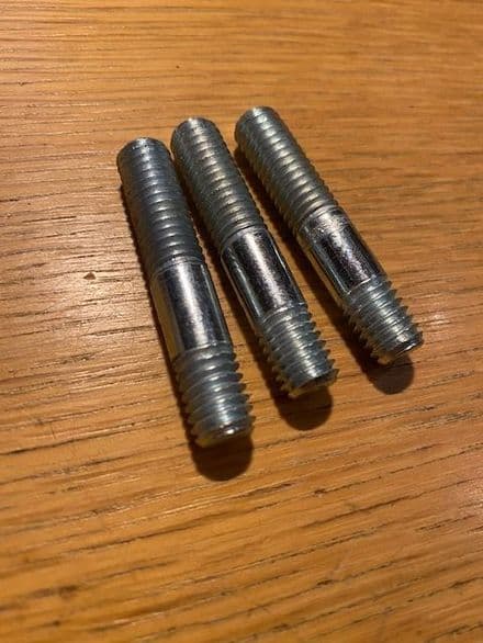 1955-82   set of 3  plated  2" long  3/8" STUDS  imperial 3/8" UNC. Many applications up to 1982