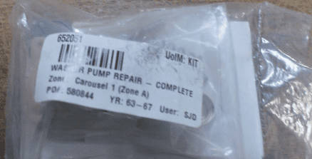 1963-74 C2  C3 Corvette,Washer Pump Repair/Repair Kit,652051,New