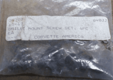 1965-67 Hood Grille Mount Screw Set (6pc),CA 34727,New