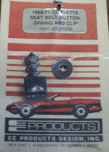 1968-1971 C3 Corvette,Seat Belt Button Spring & Clip,New