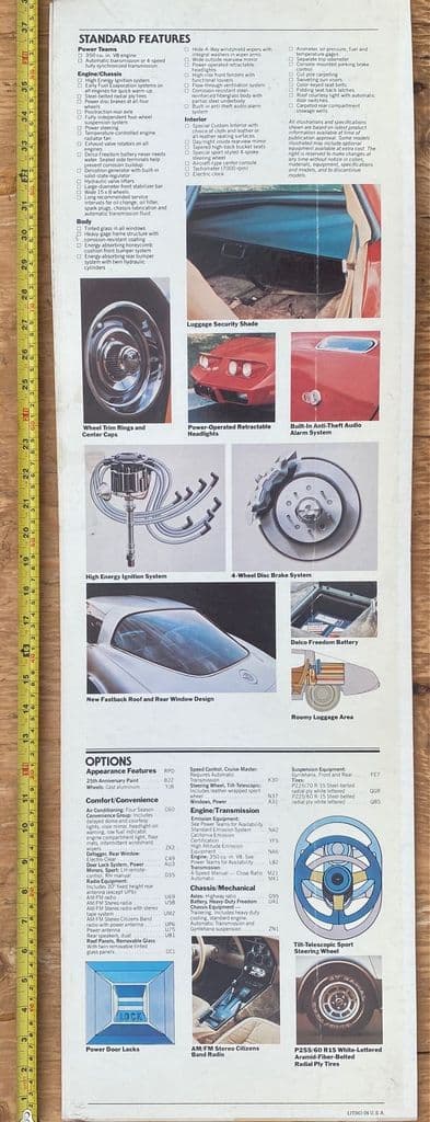 1978 Corvette Original Dealer Showroom BIG 38" X 12"  Display Poster Board