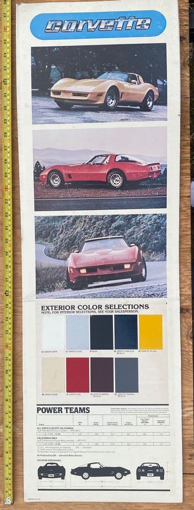 1981 Corvette  Original Dealer Showroom BIG 38" X 12"  Display Poster Board (1)
