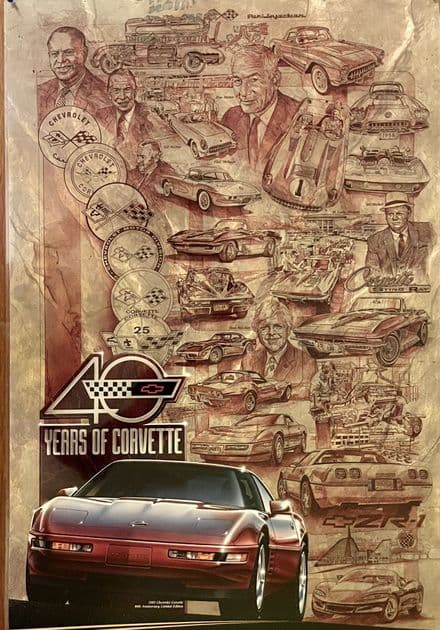 1993 Corvette GM 40th Anniversary 24"x 36" 61x92cms