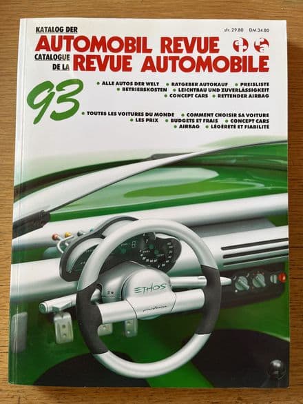 1993 Hallwag AG Automobil Revue Automobile   #  88 German- French  World Car Catalogue & Specs