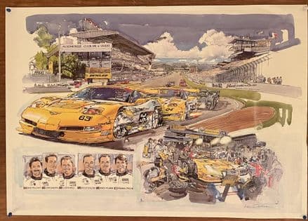 2000 LE MANS  Corvette  C5R Ken Dallison poster  31"x 22" 79x56cms "His best race  artwork ever!"